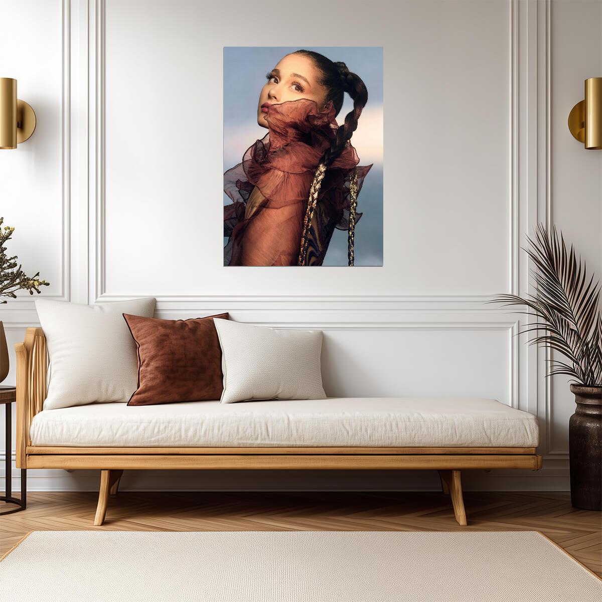 Ariana Grande REM Photoshoot | Braided Hair Close Up Poster | Celebrity Portrait Art - Music Poster