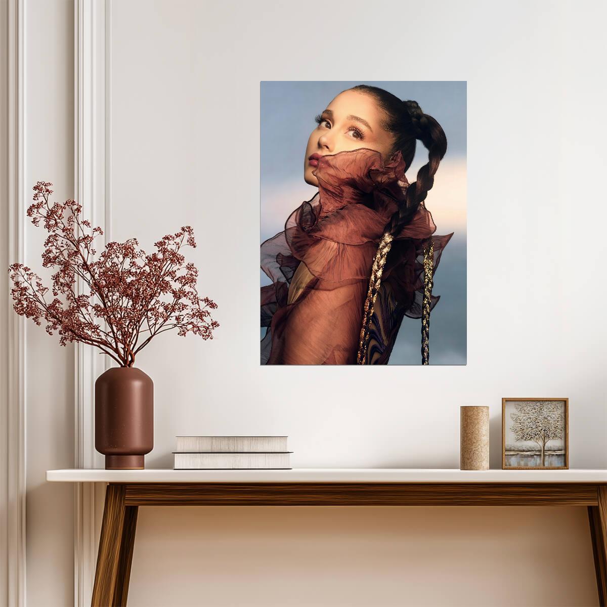 Ariana Grande REM Photoshoot | Braided Hair Close Up Poster | Celebrity Portrait Art - Music Poster
