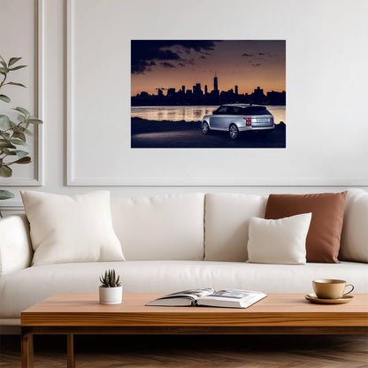 Land Rover Range Rover SV Coupe | Limited Edition Luxury SUV Poster | Chicago Skyline at Dusk - Cars Poster