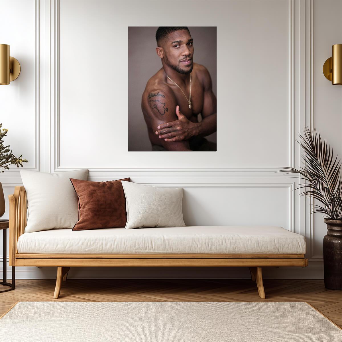 Anthony Joshua Shirtless Portrait | Heavyweight Boxing Poster | Boxing Legend Gym Motivation - Sports Poster