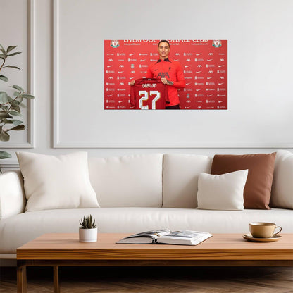 Darwin Nunez Liverpool FC | Number 27 Soccer Poster | Premier League Fan Gift - Sports Poster
