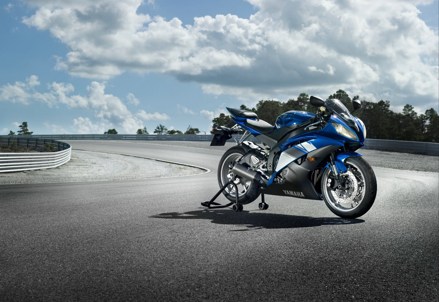Yamaha YZF-R6 | Blue Supersport Motorcycle Poster | Japanese Sportbike on Racetrack - Cars Poster