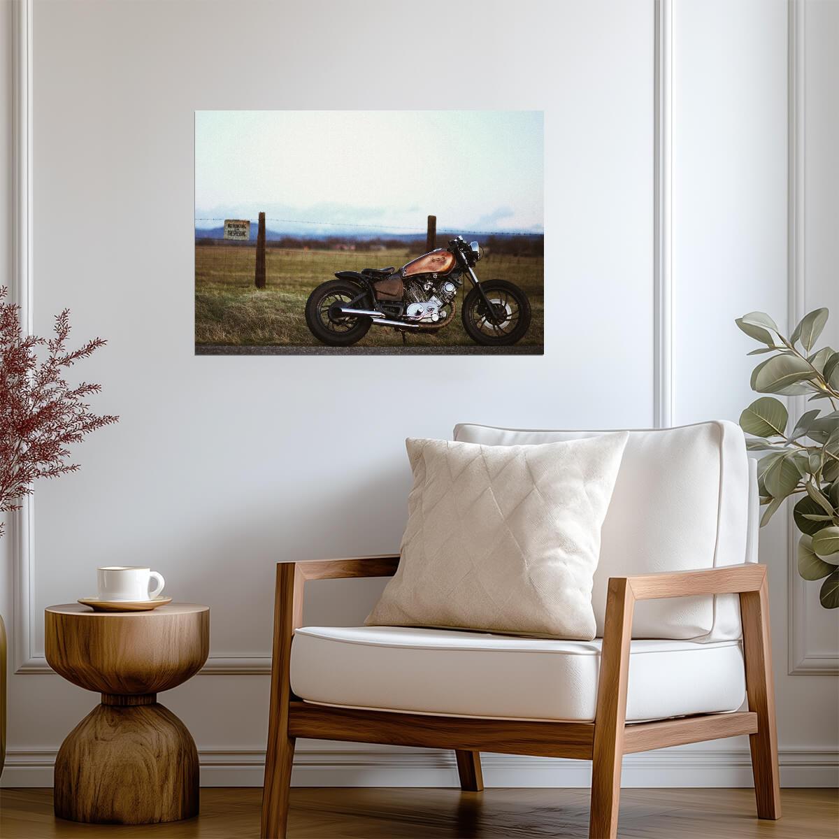 Yamaha Virago XV750 Cafe Racer | Custom Motorcycle Poster | Vintage Bobber Wall Art - Cars Poster