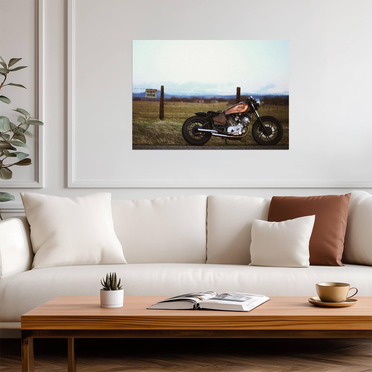 Yamaha Virago XV750 Cafe Racer | Custom Motorcycle Poster | Vintage Bobber Wall Art - Cars Poster