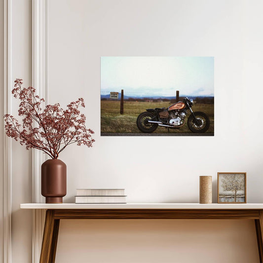 Yamaha Virago XV750 Cafe Racer | Custom Motorcycle Poster | Vintage Bobber Wall Art - Cars Poster
