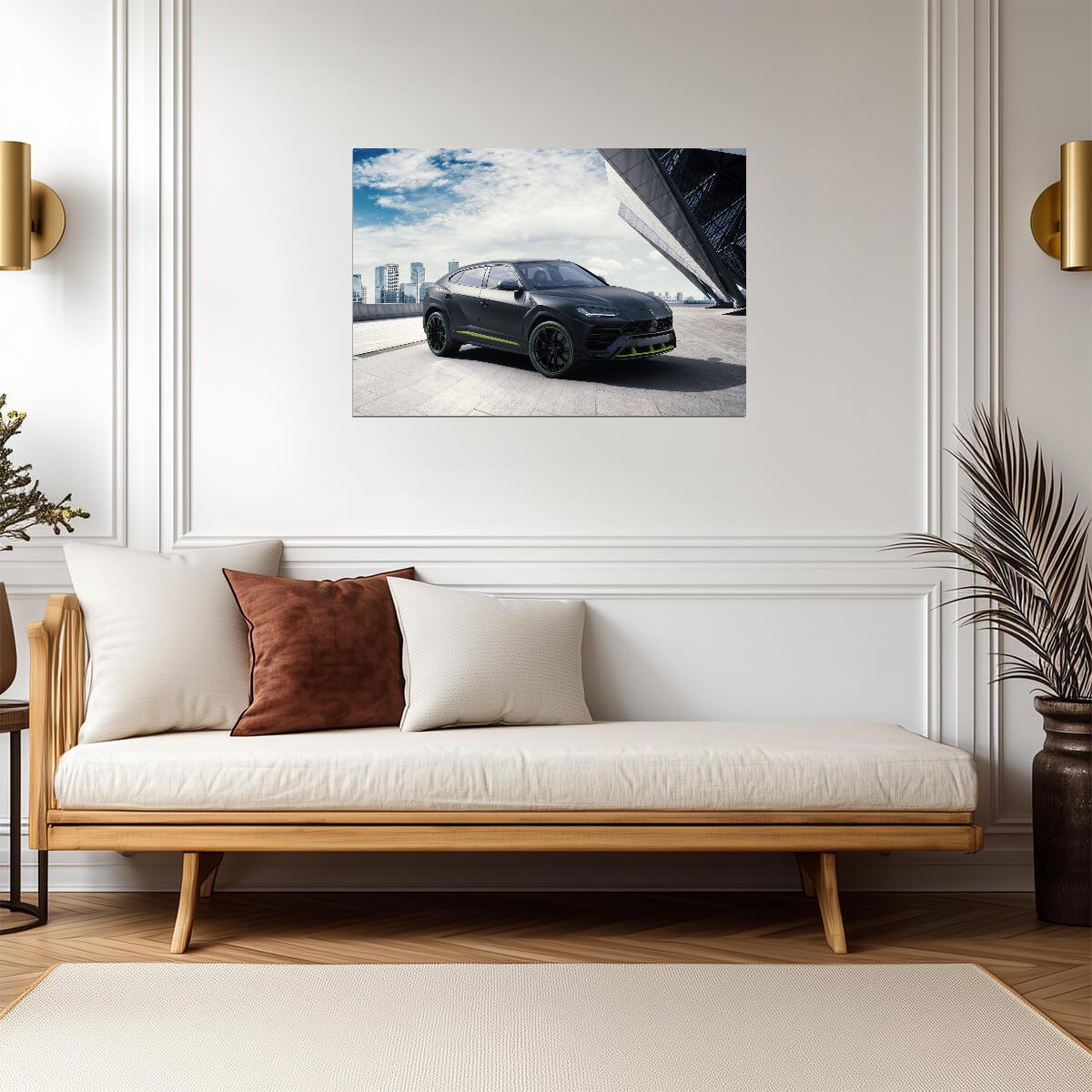 Lamborghini Urus Graphite Capsule | Luxury SUV Poster | Matte Black Super SUV with Green Accents - Cars Poster