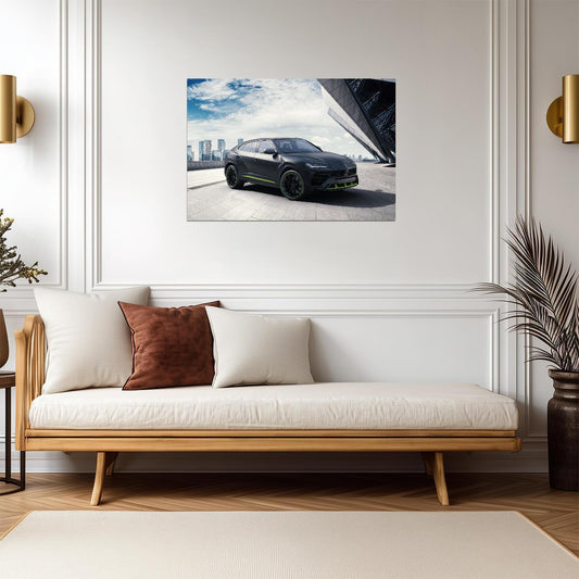 Lamborghini Urus Graphite Capsule | Luxury SUV Poster | Matte Black Super SUV with Green Accents - Cars Poster