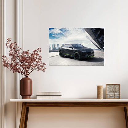 Lamborghini Urus Graphite Capsule | Luxury SUV Poster | Matte Black Super SUV with Green Accents - Cars Poster