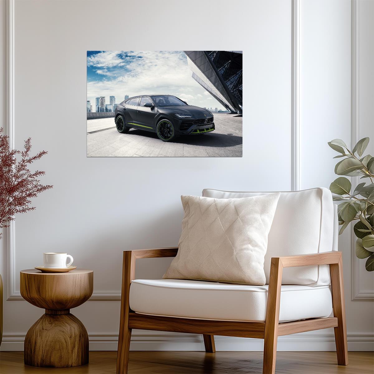 Lamborghini Urus Graphite Capsule | Luxury SUV Poster | Matte Black Super SUV with Green Accents - Cars Poster
