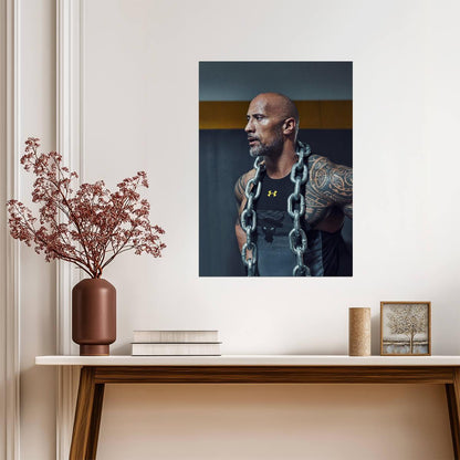 Dwayne Johnson The Rock with Chains | Gym Workout Poster | Fitness Motivation Art - Sports Poster
