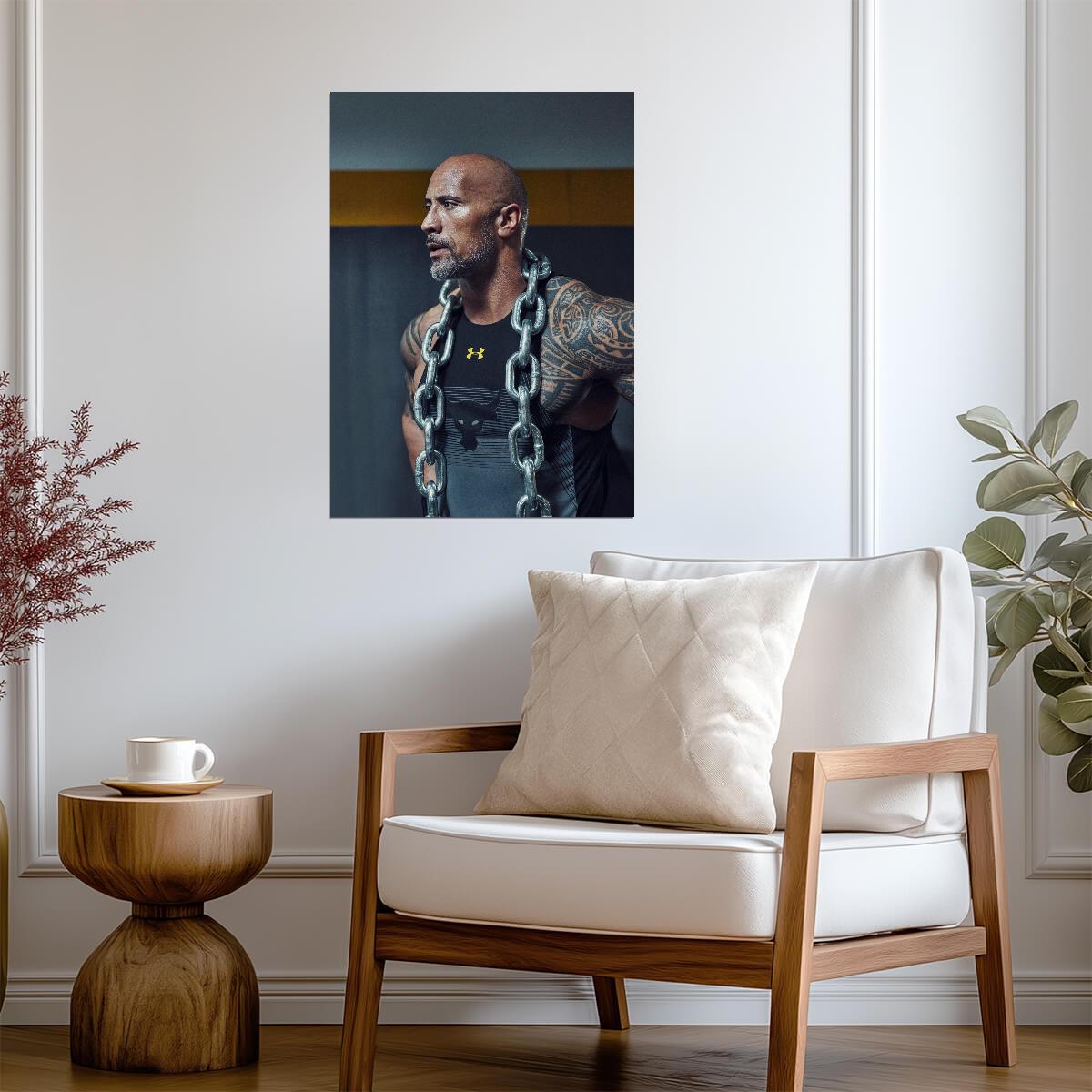 Dwayne Johnson The Rock with Chains | Gym Workout Poster | Fitness Motivation Art - Sports Poster