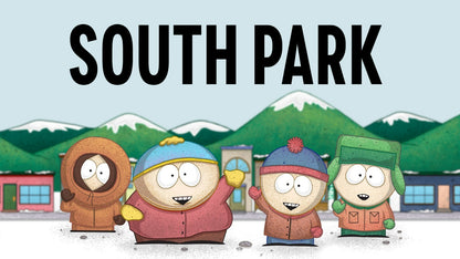 South Park Four Boys & Logo | Snowy Town Background | Adult Cartoon Poster - Movies & TV Poster