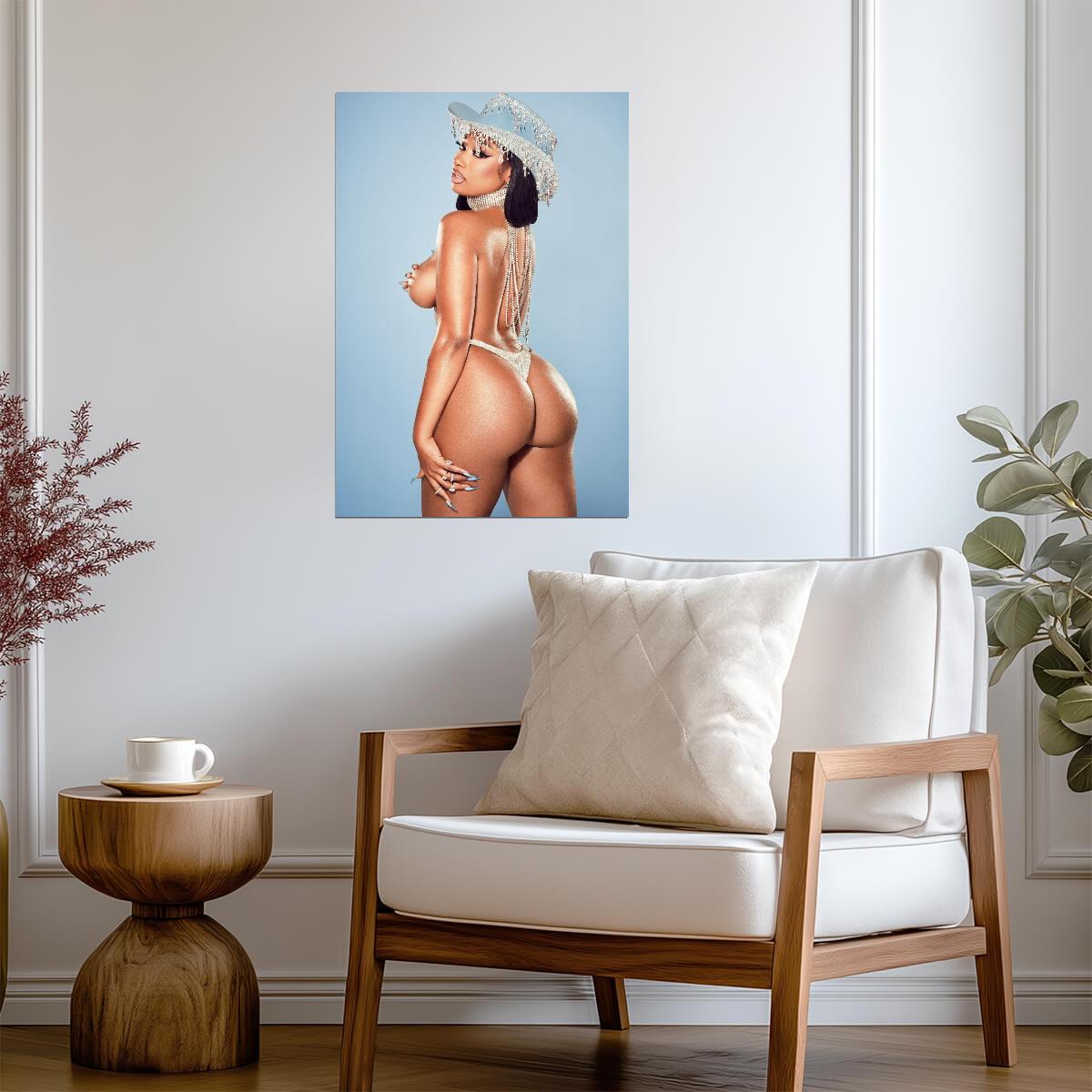 Megan Thee Stallion Sparkly Cowboy Hat | Pastel Photoshoot Poster | Sexy Hip Hop Star - Music Poster