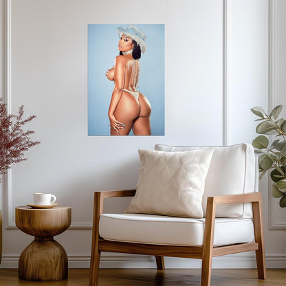 Megan Thee Stallion Sparkly Cowboy Hat | Pastel Photoshoot Poster | Sexy Hip Hop Star - Music Poster
