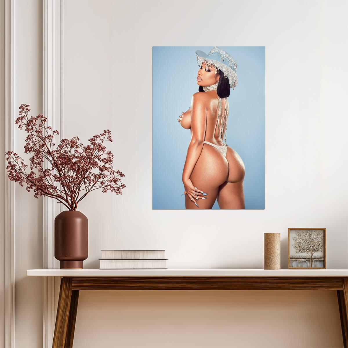 Megan Thee Stallion Sparkly Cowboy Hat | Pastel Photoshoot Poster | Sexy Hip Hop Star - Music Poster