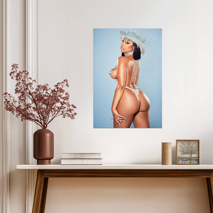 Megan Thee Stallion Sparkly Cowboy Hat | Pastel Photoshoot Poster | Sexy Hip Hop Star - Music Poster