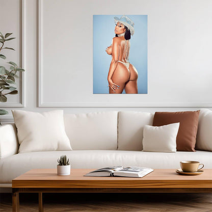 Megan Thee Stallion Sparkly Cowboy Hat | Pastel Photoshoot Poster | Sexy Hip Hop Star - Music Poster