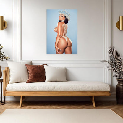Megan Thee Stallion Sparkly Cowboy Hat | Pastel Photoshoot Poster | Sexy Hip Hop Star - Music Poster
