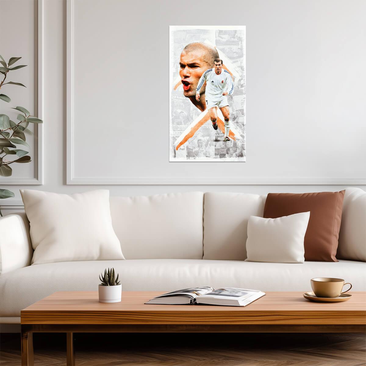 Zinedine Zidane Stylized Art | Soccer Legend Poster | Sports Graphic Print - Sports Poster