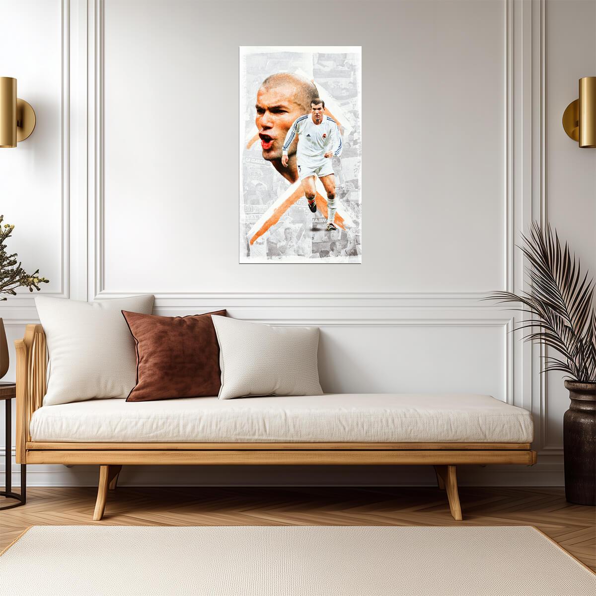 Zinedine Zidane Stylized Art | Soccer Legend Poster | Sports Graphic Print - Sports Poster