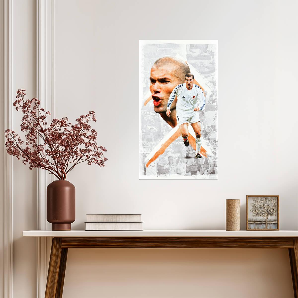 Zinedine Zidane Stylized Art | Soccer Legend Poster | Sports Graphic Print - Sports Poster