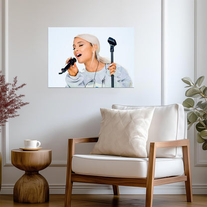 Ariana Grande Singing Live | Sweetener Era Performance Poster | Music Star Concert Art - Music Poster