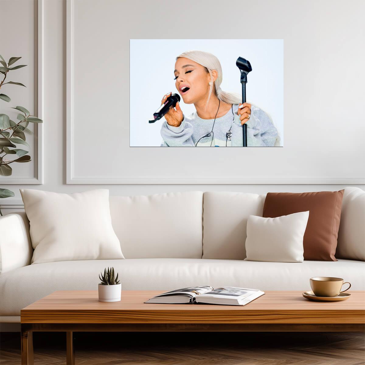 Ariana Grande Singing Live | Sweetener Era Performance Poster | Music Star Concert Art - Music Poster