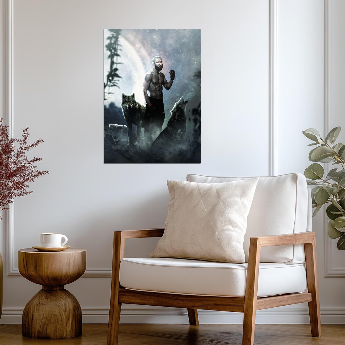 Khamzat Chimaev with Wolves | MMA Fighter Poster | Abstract Sports Art - Sports Poster
