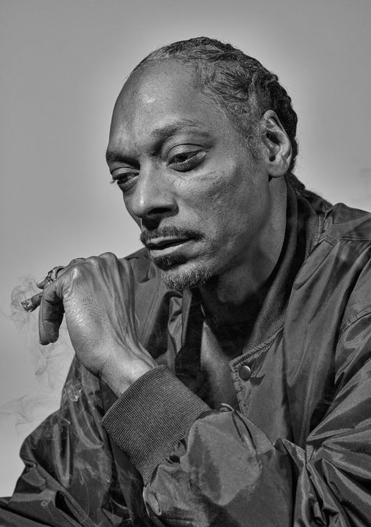 Snoop Dogg Smoking Portrait | Black and White Photography | West Coast Rap Poster - Music Poster