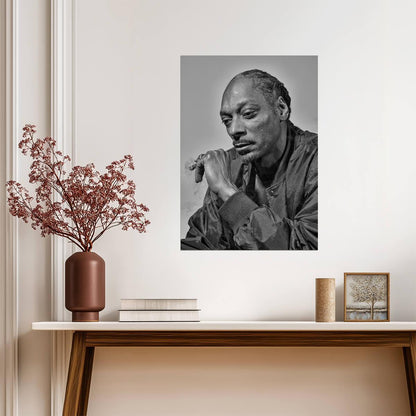 Snoop Dogg Smoking Portrait | Black and White Photography | West Coast Rap Poster - Music Poster