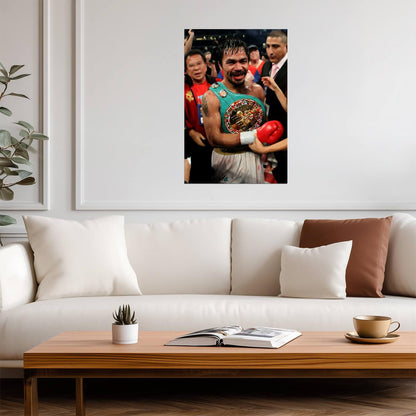 Manny Pacquiao Championship Belt | Boxing Legend Poster | Combat Sports Art - Sports Poster