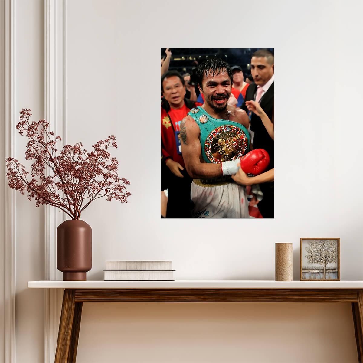 Manny Pacquiao Championship Belt | Boxing Legend Poster | Combat Sports Art - Sports Poster