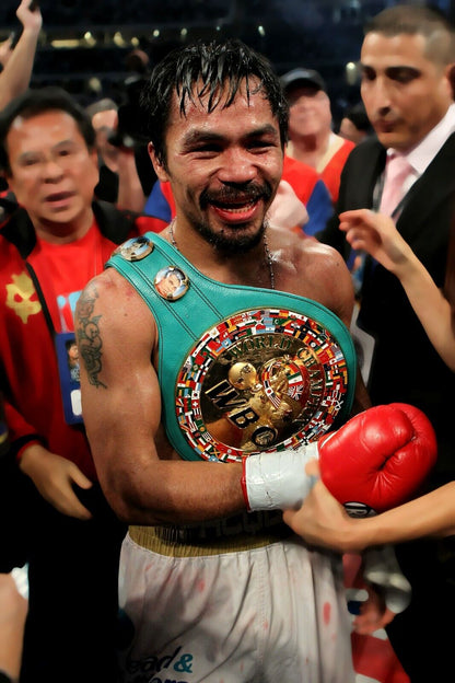 Manny Pacquiao Championship Belt | Boxing Legend Poster | Combat Sports Art - Sports Poster