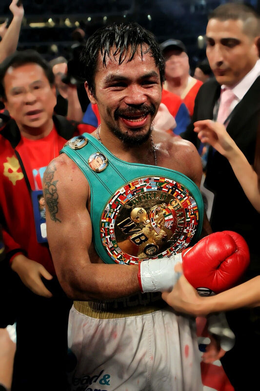 Manny Pacquiao Championship Belt | Boxing Legend Poster | Combat Sports Art - Sports Poster