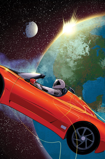 Tesla Roadster with Starman | SpaceX Falcon Heavy Launch Poster | Space Travel Mission Art - Cars Poster