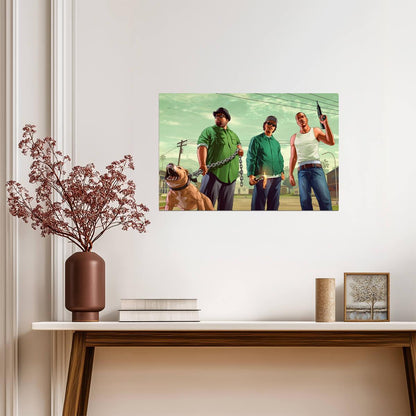 Grand Theft Auto San Andreas CJ Ryder & Big Smoke | Grove Street Poster | Retro GTA Wall Art - Video Games Poster