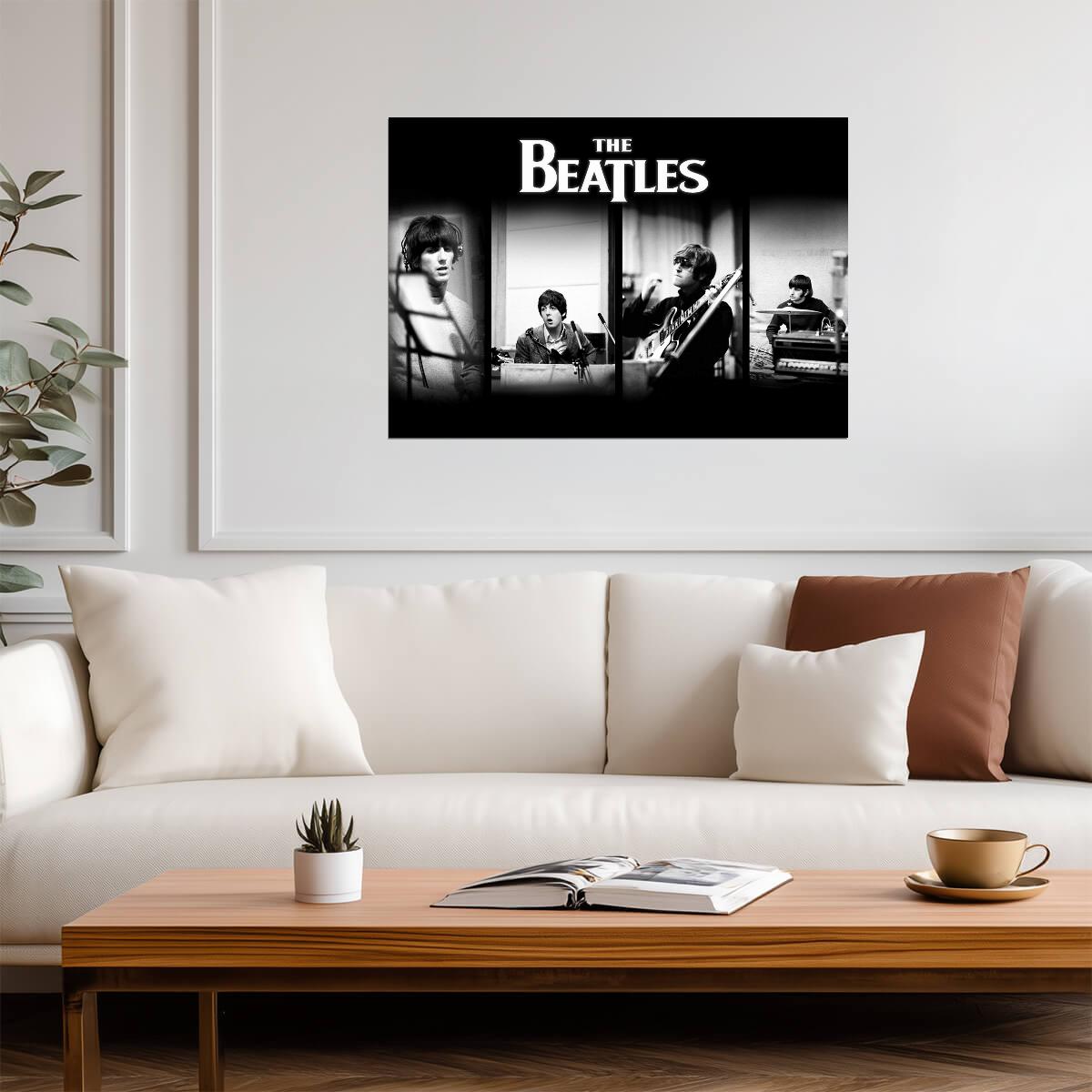 The Beatles Recording Studio | John Paul George Ringo Photos | Classic Rock Band Poster - Music Poster