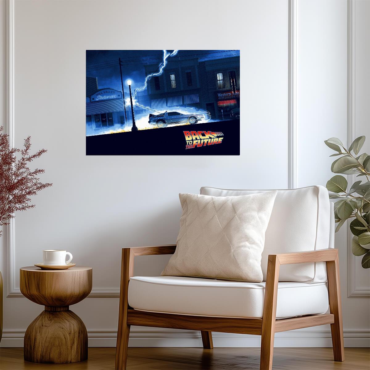 Back to the Future DeLorean Lightning Strike | Classic 80s Movie Poster | Sci-Fi Film Wall Art - Movies & TV Poster
