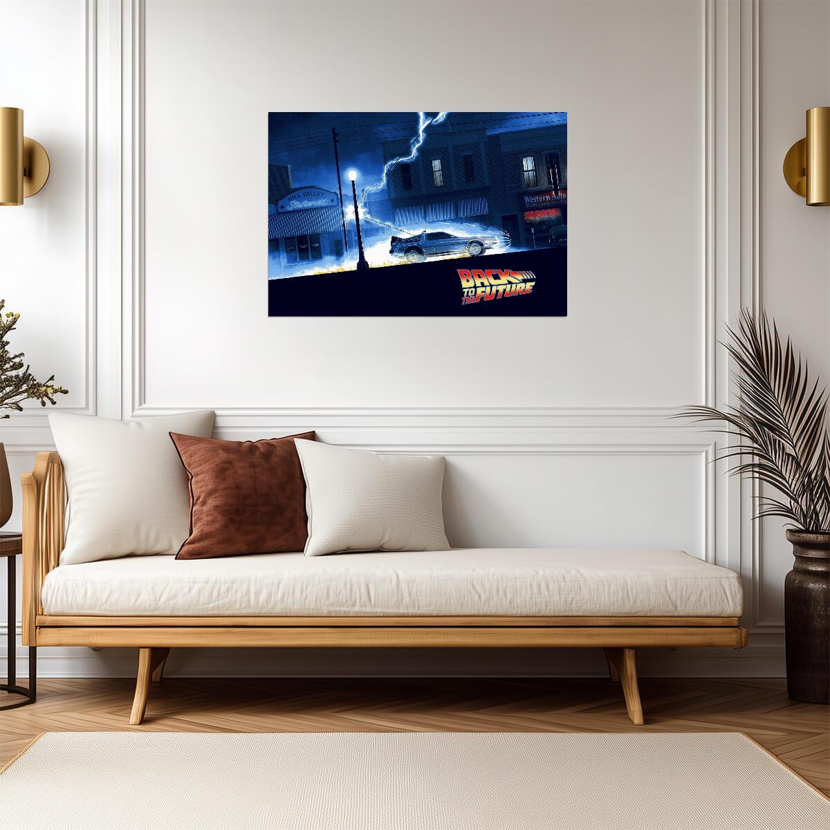 Back to the Future DeLorean Lightning Strike | Classic 80s Movie Poster | Sci-Fi Film Wall Art - Movies & TV Poster