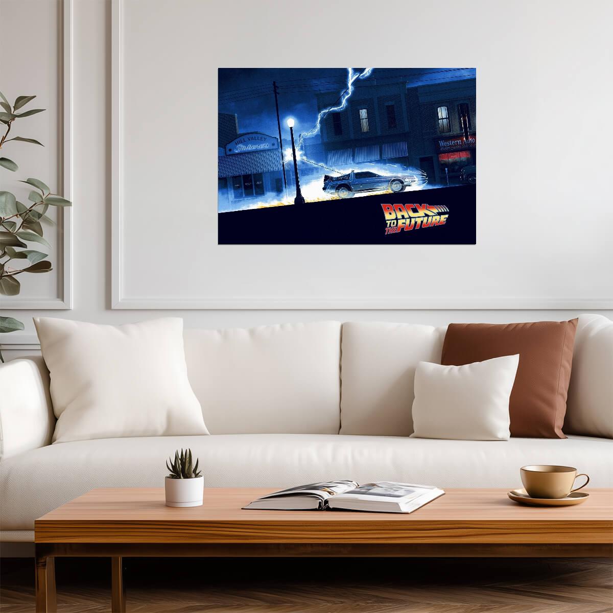 Back to the Future DeLorean Lightning Strike | Classic 80s Movie Poster | Sci-Fi Film Wall Art - Movies & TV Poster
