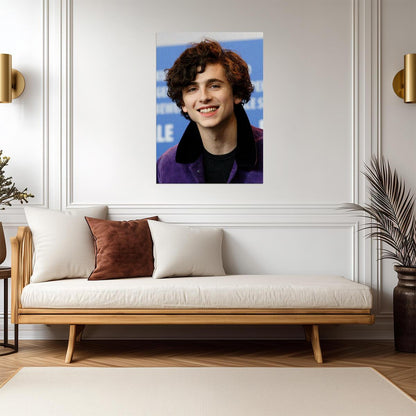 Timothée Chalamet Purple Jacket | Smiling Portrait Photo | Celebrity Wall Art Poster - Celebrities Poster