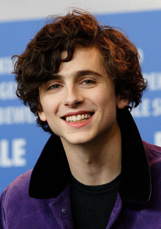 Timothée Chalamet Purple Jacket | Smiling Portrait Photo | Celebrity Wall Art Poster - Celebrities Poster