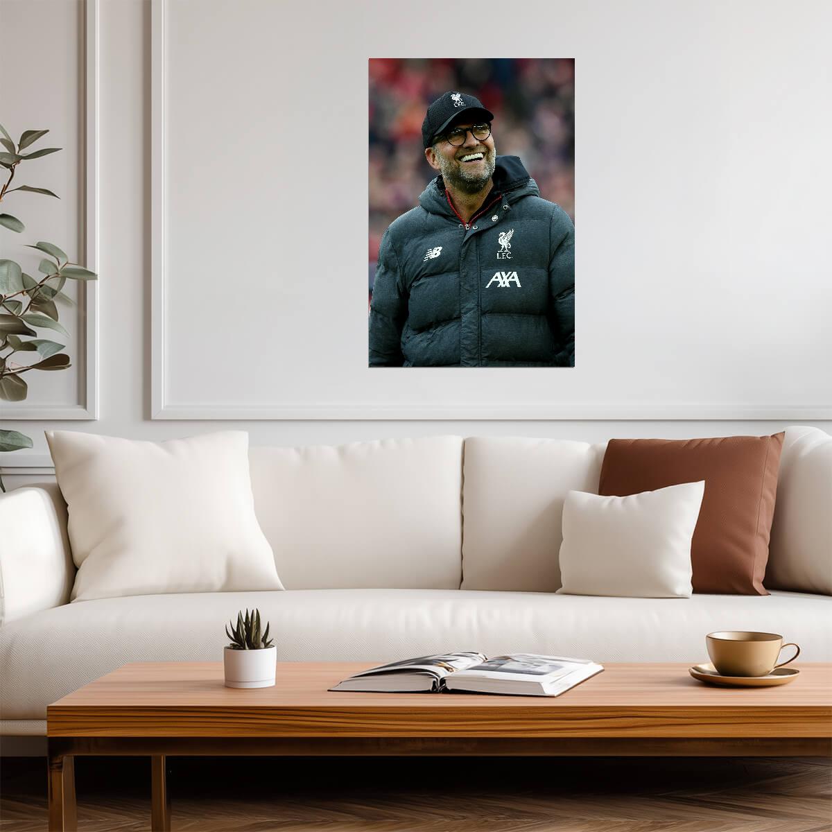 Jurgen Klopp Liverpool Manager Smiling | Soccer Poster | Anfield Legend Print - Sports Poster