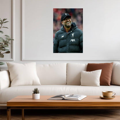 Jurgen Klopp Liverpool Manager Smiling | Soccer Poster | Anfield Legend Print - Sports Poster
