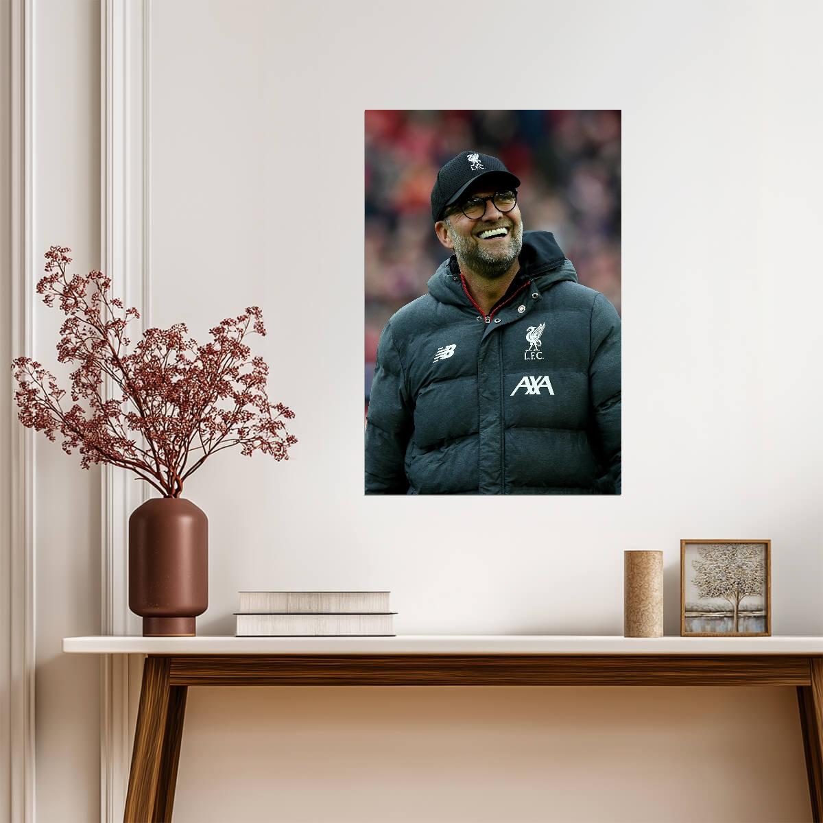 Jurgen Klopp Liverpool Manager Smiling | Soccer Poster | Anfield Legend Print - Sports Poster