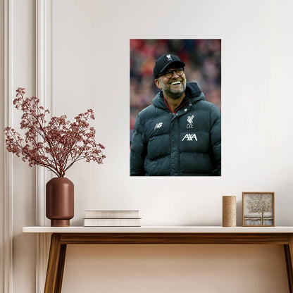Jurgen Klopp Liverpool Manager Smiling | Soccer Poster | Anfield Legend Print - Sports Poster