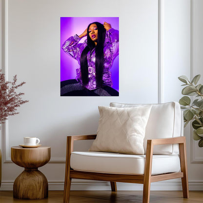 Megan Thee Stallion Purple Outfit | Photoshoot Poster | Hip Hop Star Wall Art - Music Poster