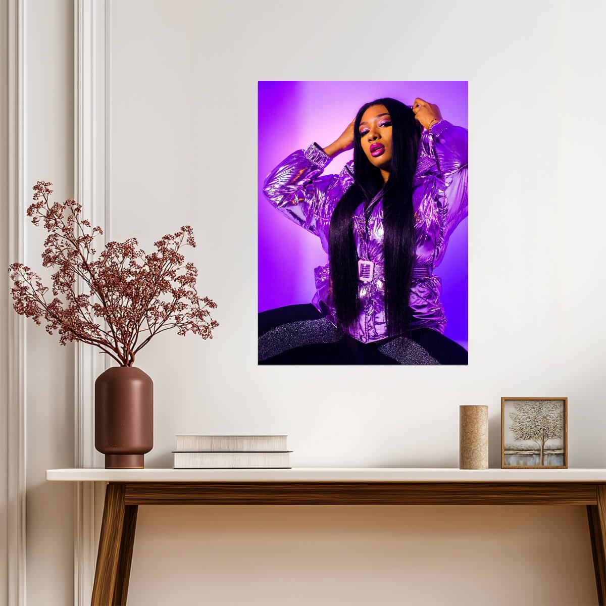Megan Thee Stallion Purple Outfit | Photoshoot Poster | Hip Hop Star Wall Art - Music Poster