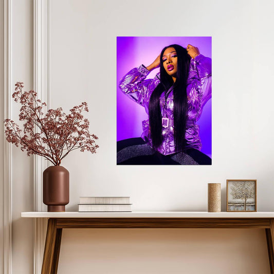 Megan Thee Stallion Purple Outfit | Photoshoot Poster | Hip Hop Star Wall Art - Music Poster