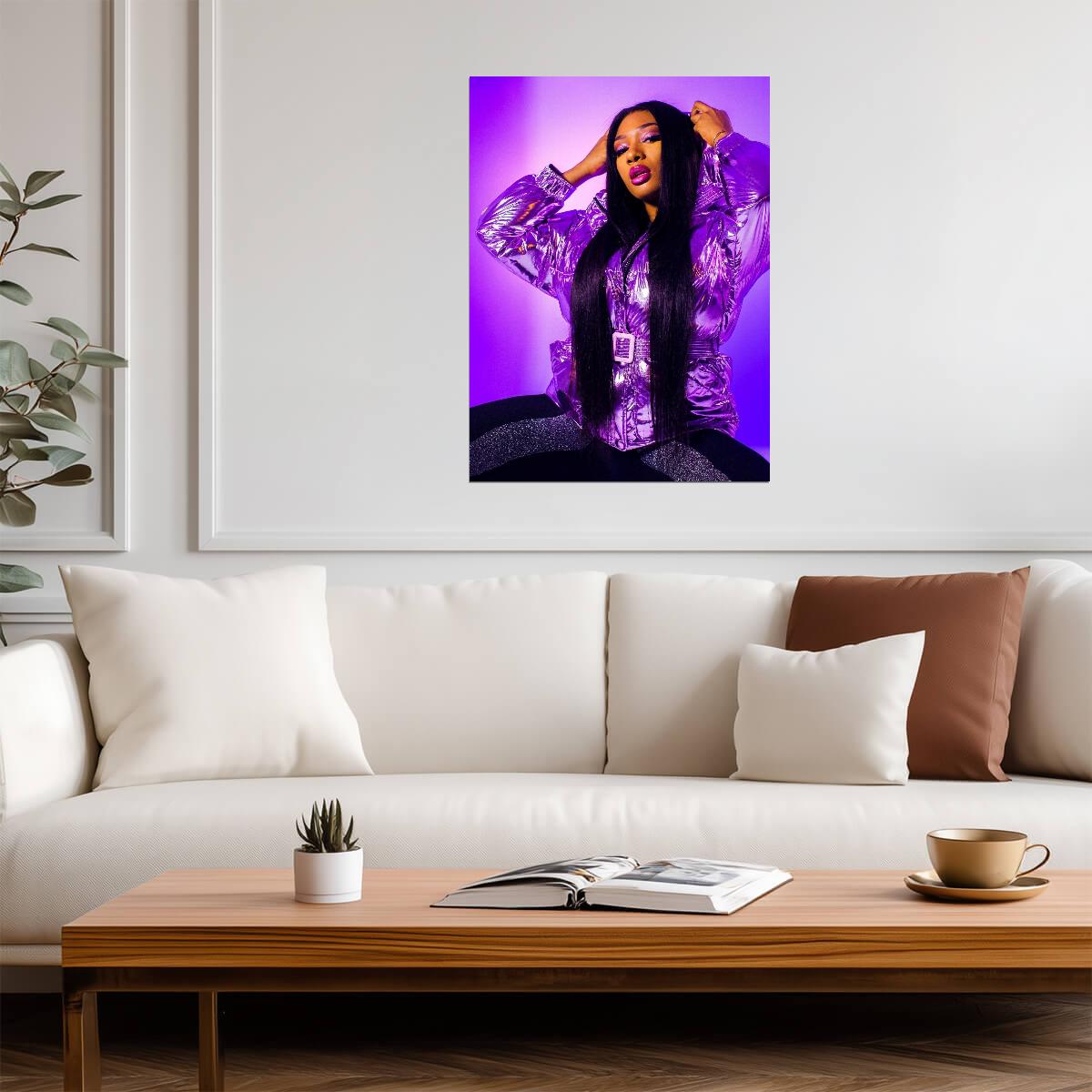 Megan Thee Stallion Purple Outfit | Photoshoot Poster | Hip Hop Star Wall Art - Music Poster
